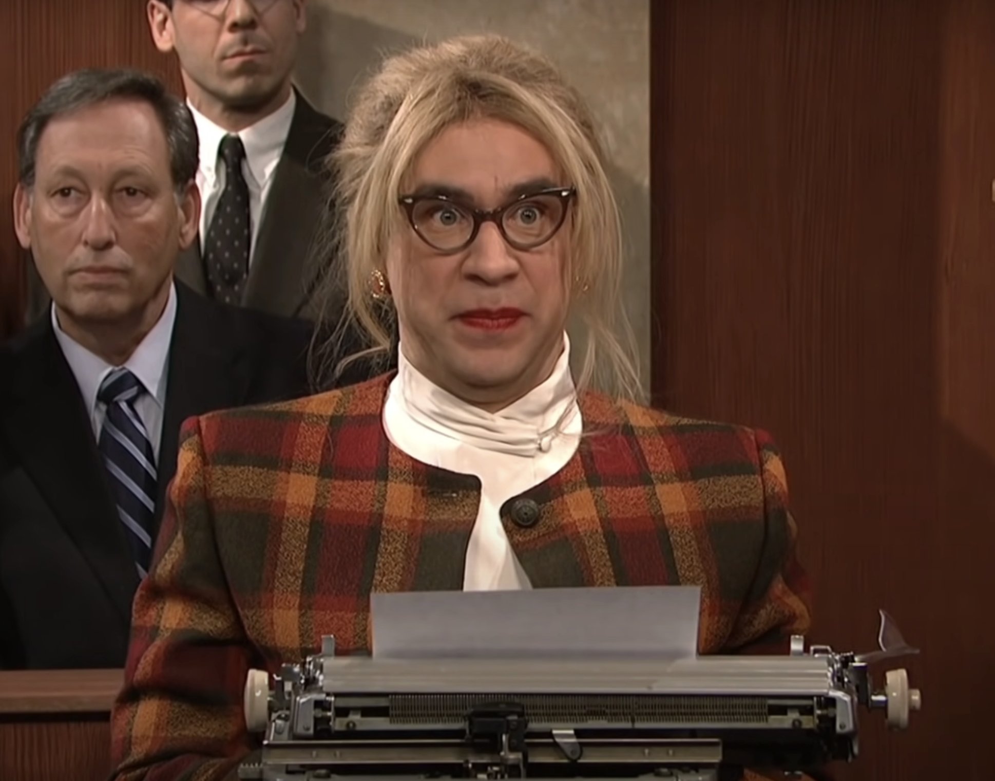 Fred Armisen as a court stenographer on Saturday Night Live