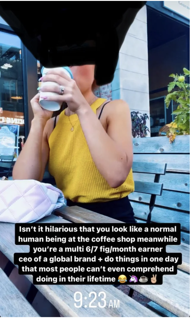 Closeup of a woman drinking a coffee