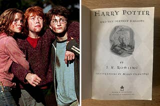 An image from the Harry Potter movies and an image of one of the Harry Potter books