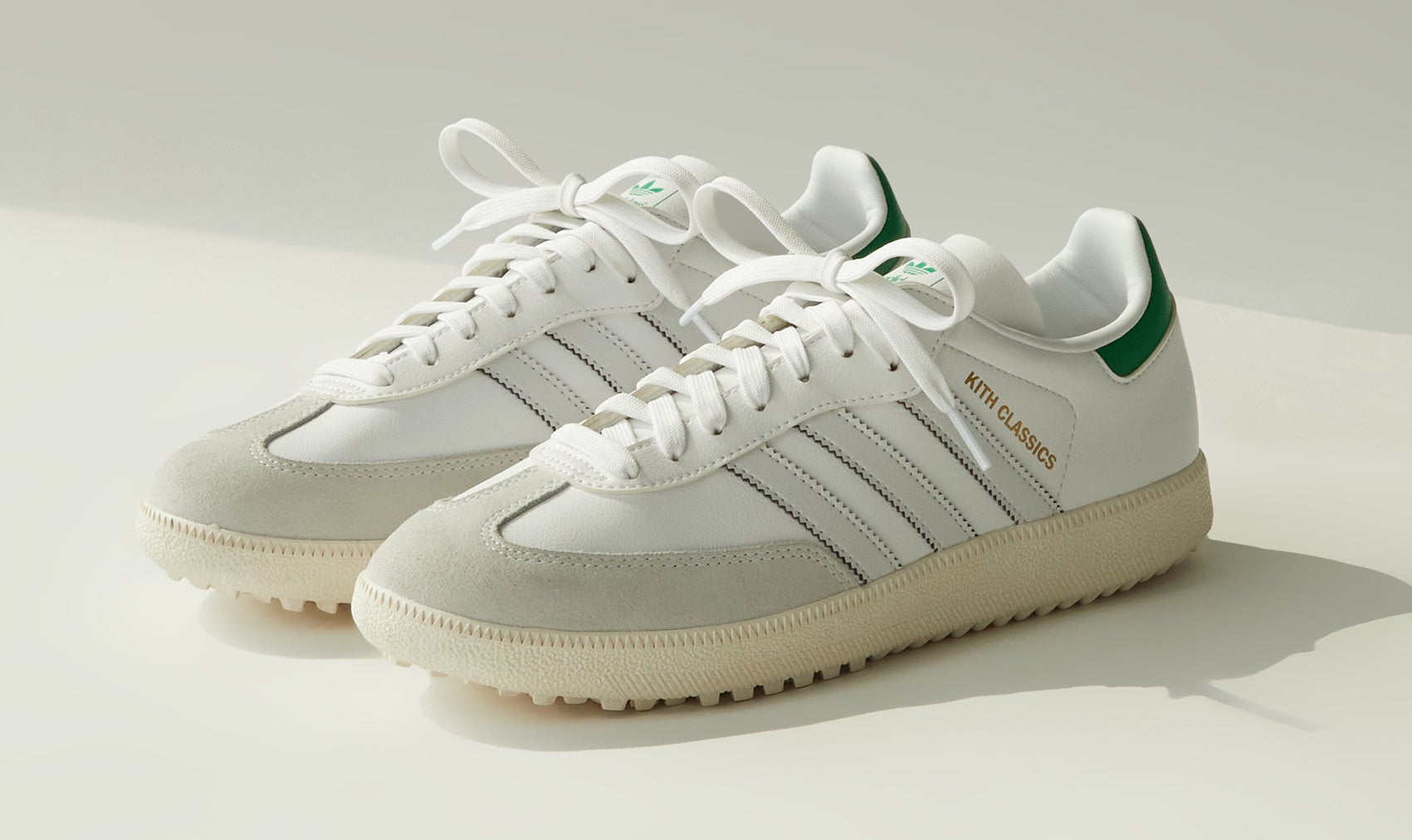Kith x Adidas Samba Golf Shoe White Green Release Date Pair