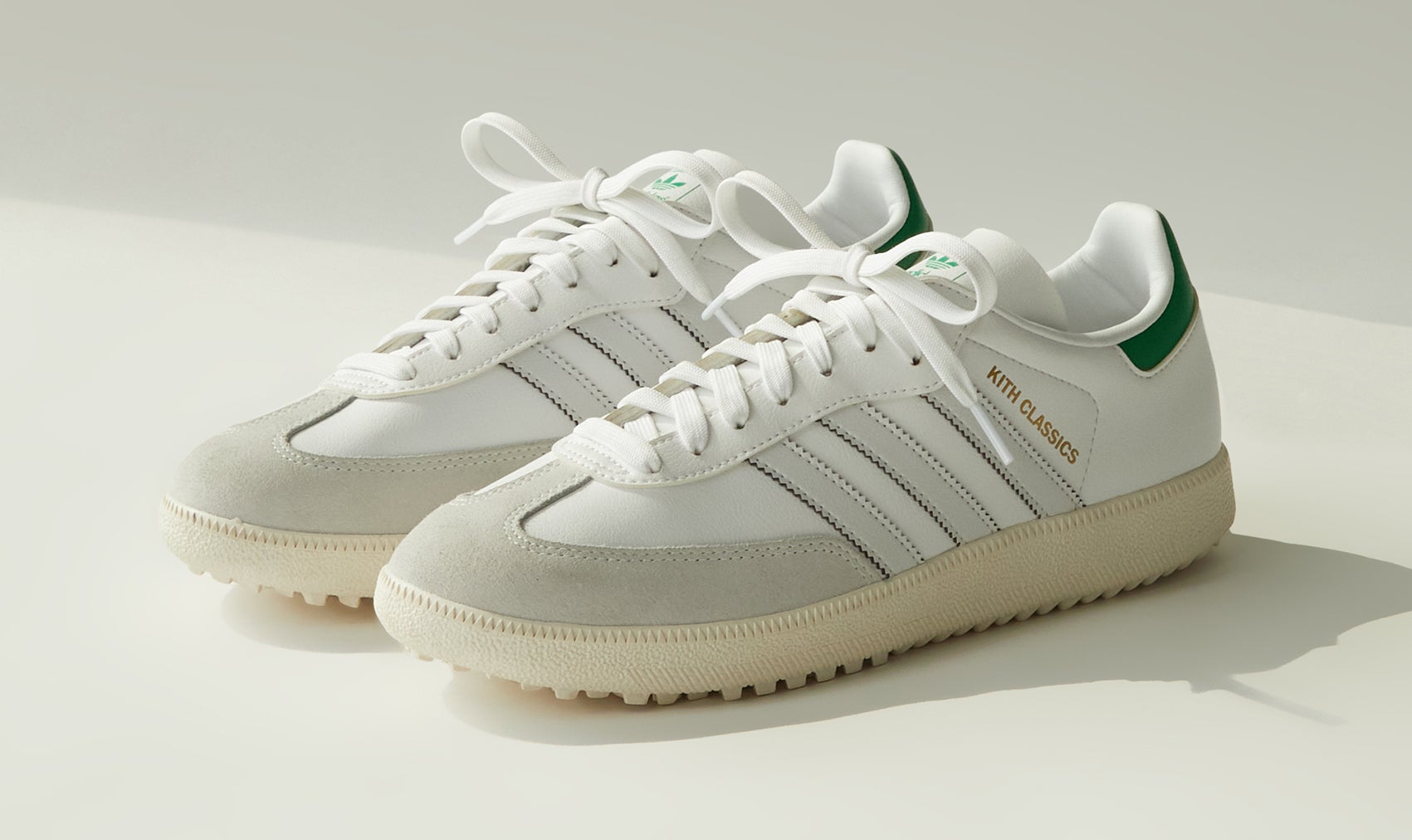 Kith x Adidas Samba Golf Shoe White Green Release Date Pair