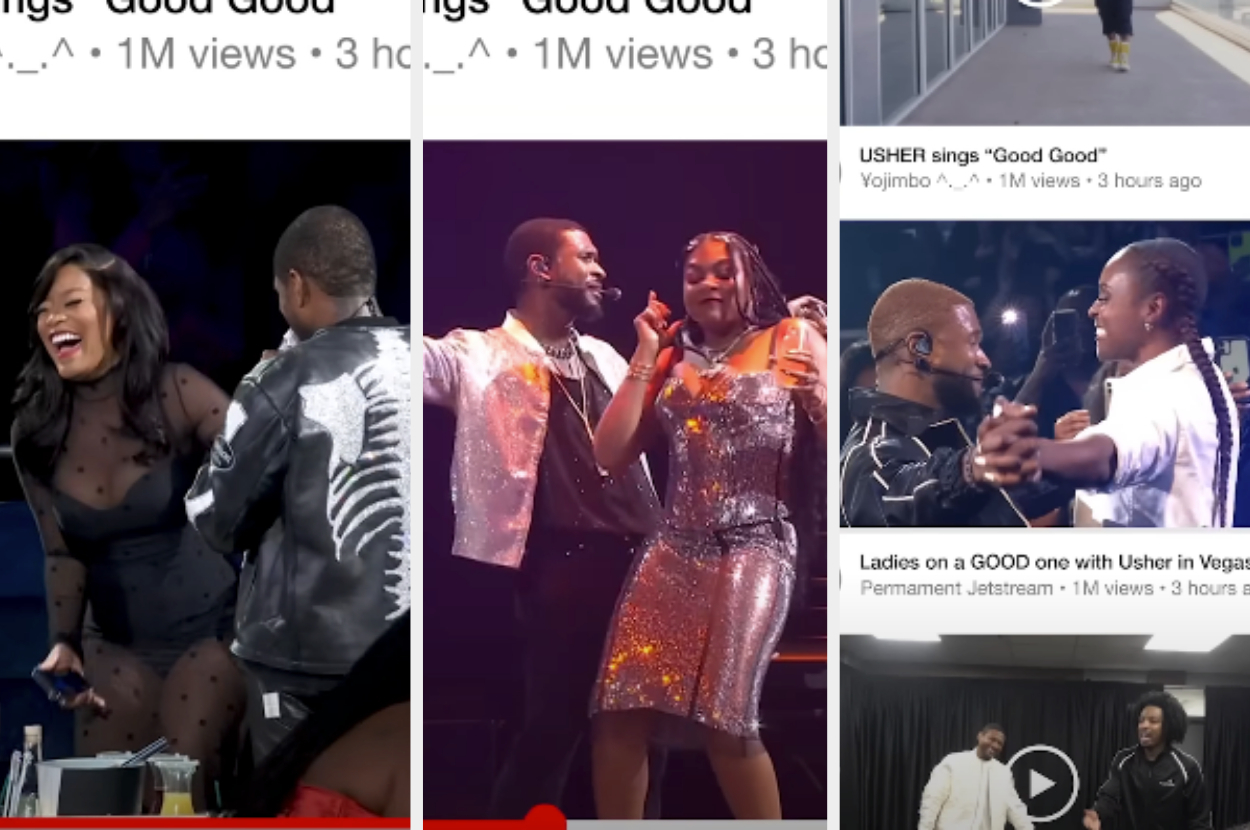 Screenshots of Usher serenading various celebs