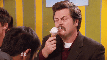 Ron Swanson from &quot;Parks &amp;amp; Recreation&quot; eating ice cream