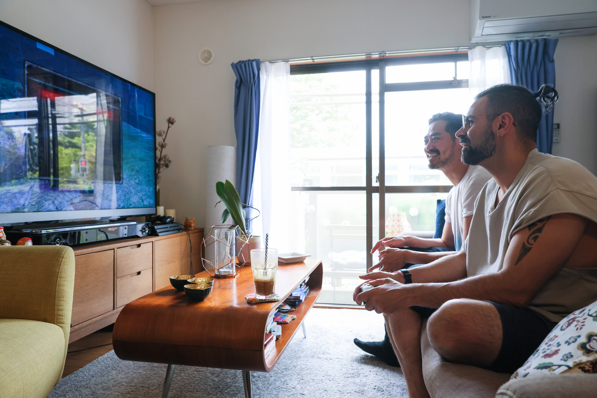 Two men playing video games