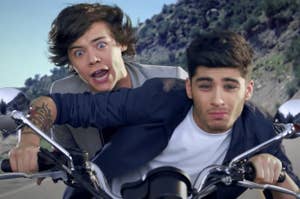 Harry and Zayne on a motorcycle