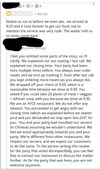 21 Entitled Restaurant Customer Reviews