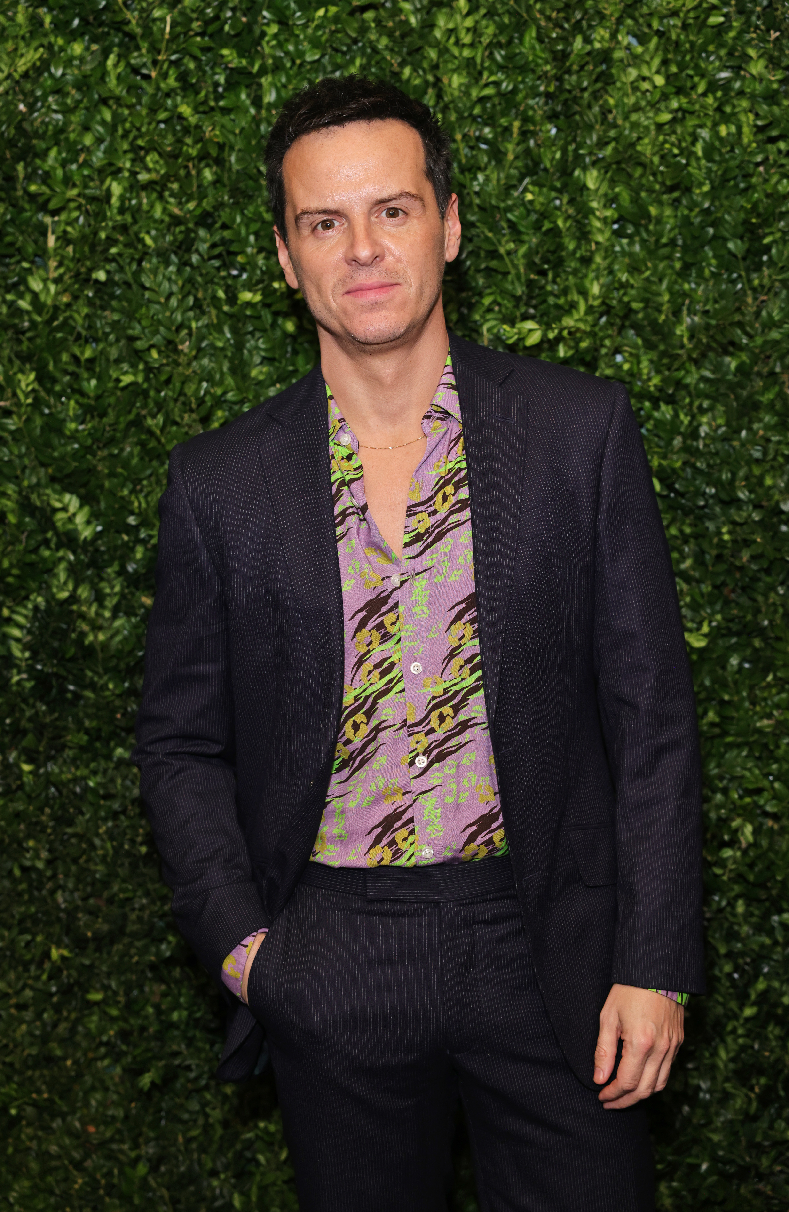 A closeup of Andrew Scott on the red carpet