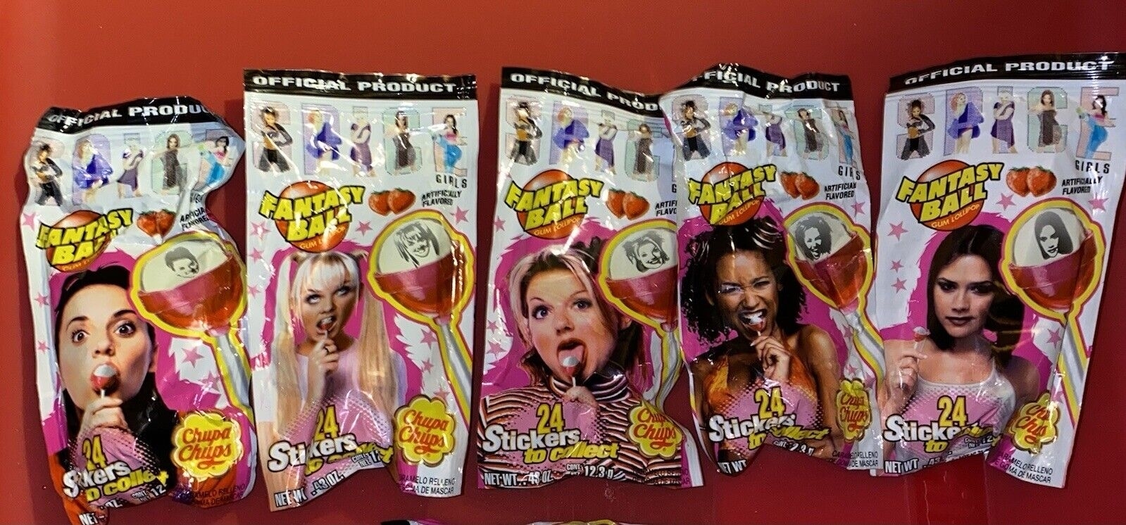 the lollipops with each spice girl on each package