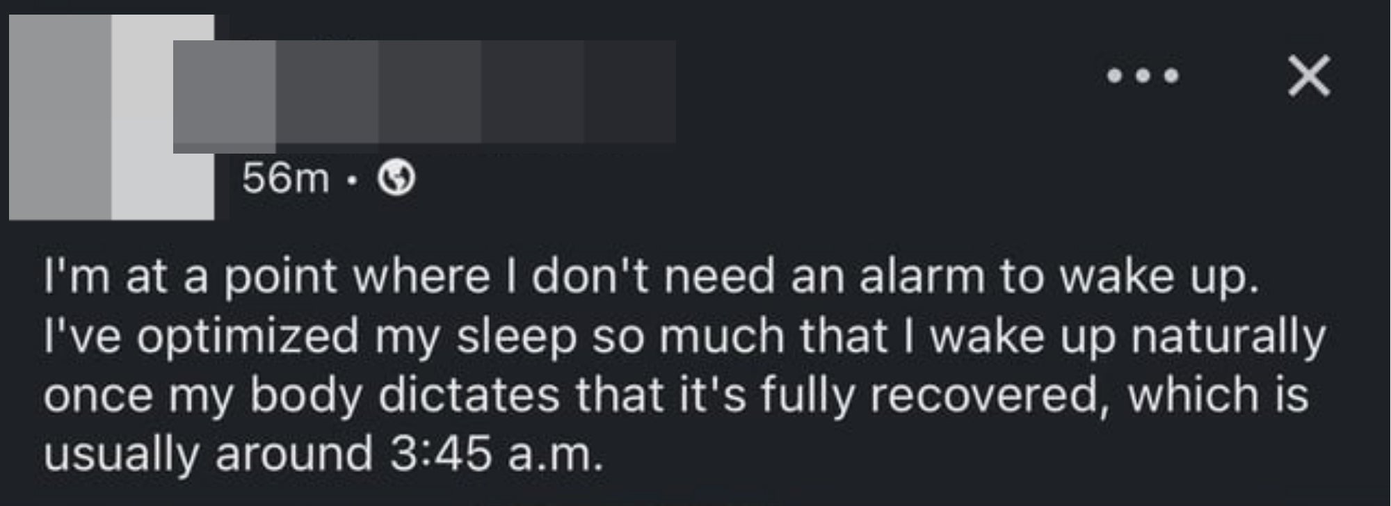 i dont need an alarm to wake up my body dictates that it&#x27;s fully recovered