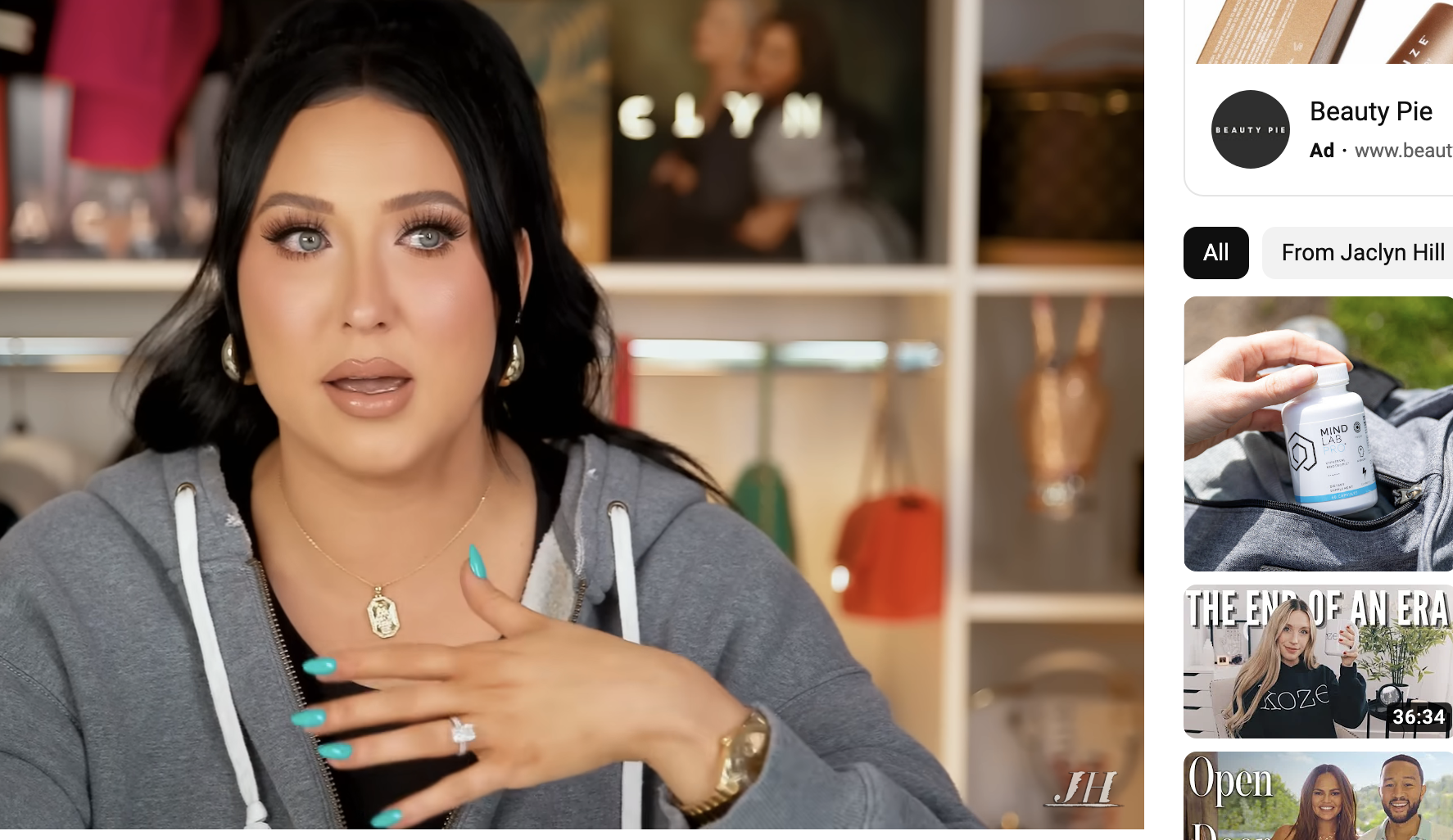 Closeup of Jaclyn Hill holding tissue in her hands