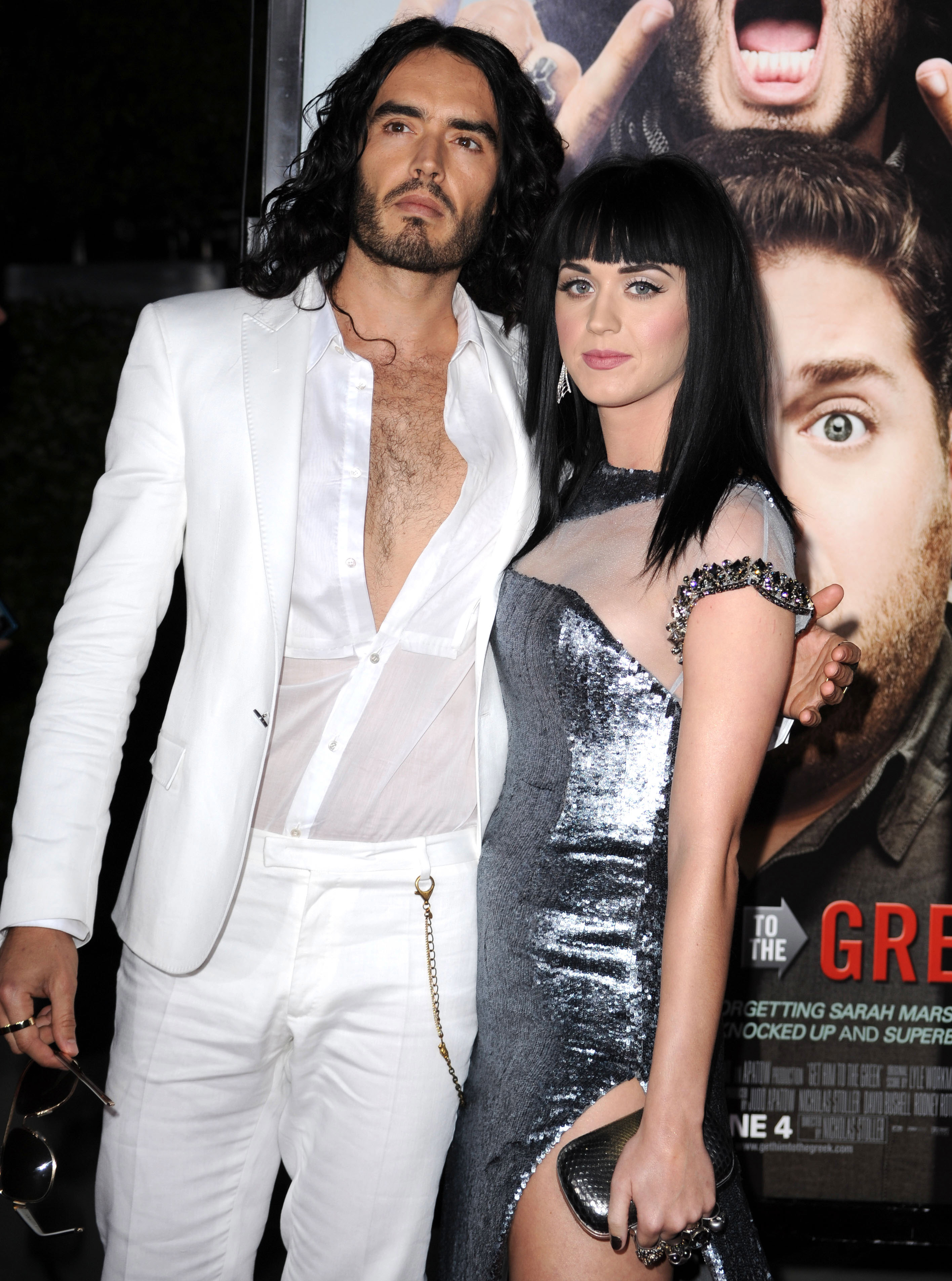 Closeup of Russell Brand and Katy Perry