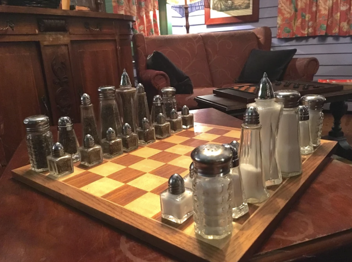 A salt and pepper chess board