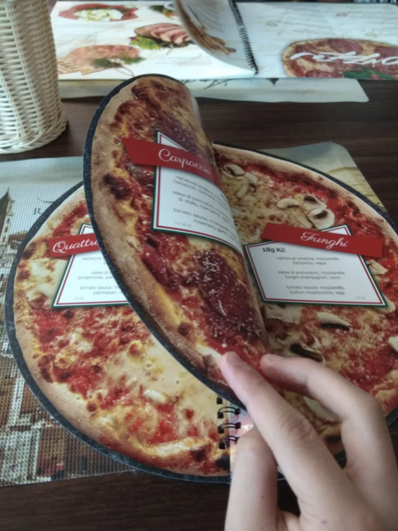 A pizza menu
