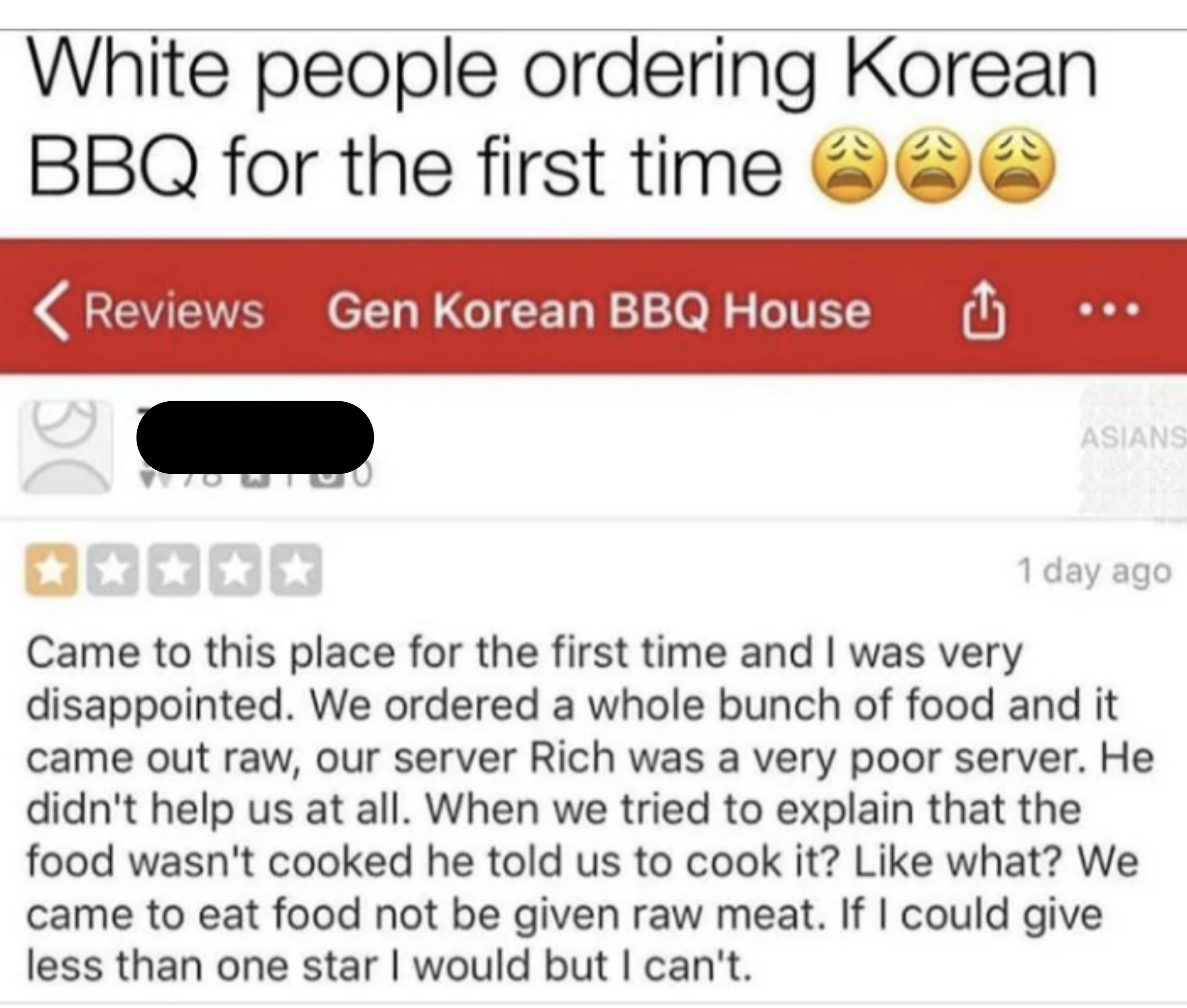 we ordered a bunch of food and it came out raw