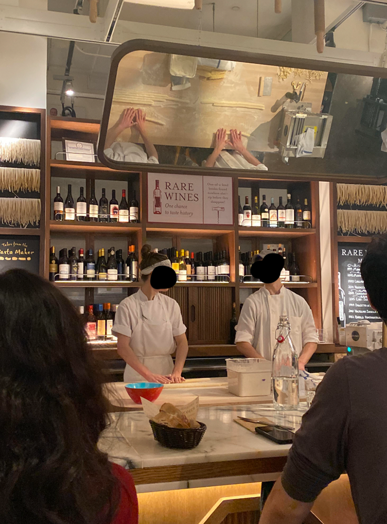 Mirrors that allow customers to see their food being made