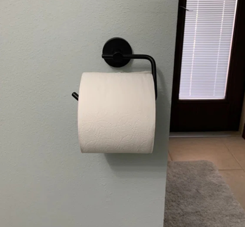 A reviewer&#x27;s toilet paper holder