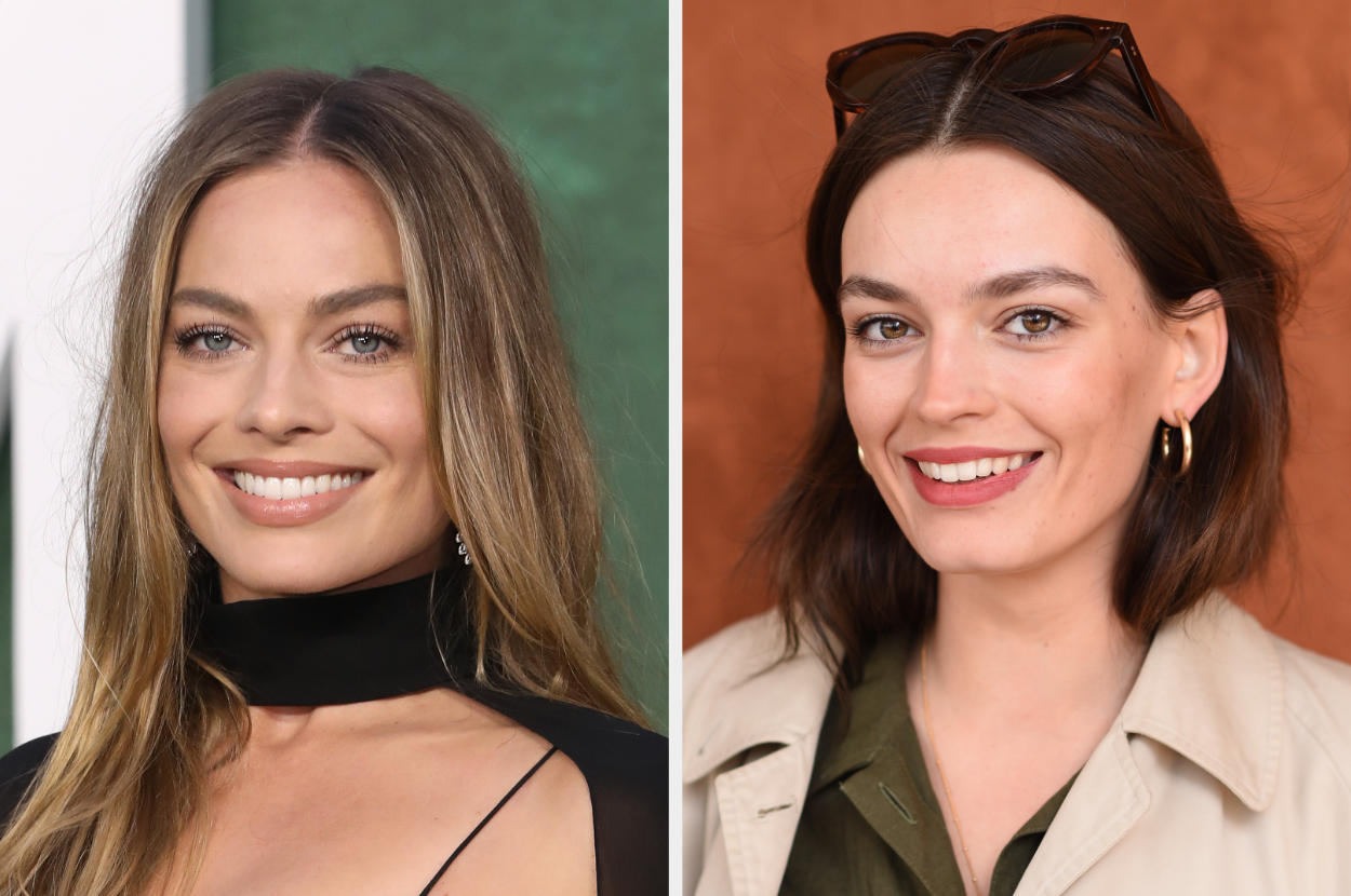 Side-by-side of Margot Robbie and Emma Mackey