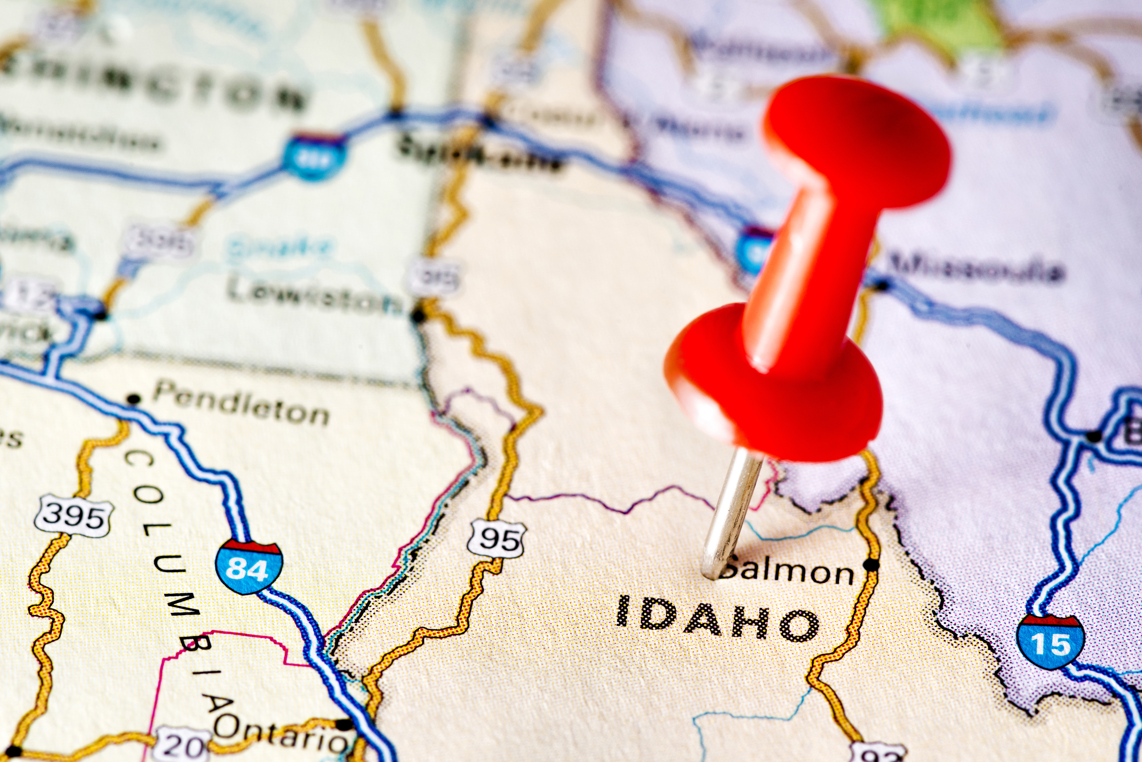 pin in a map of idaho