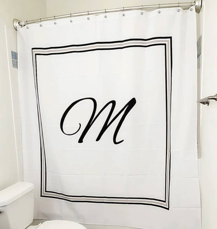 A monogrammed shower curtain