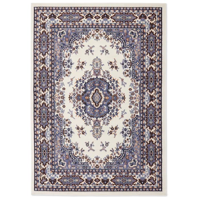 the ivory and blue medallion area rug