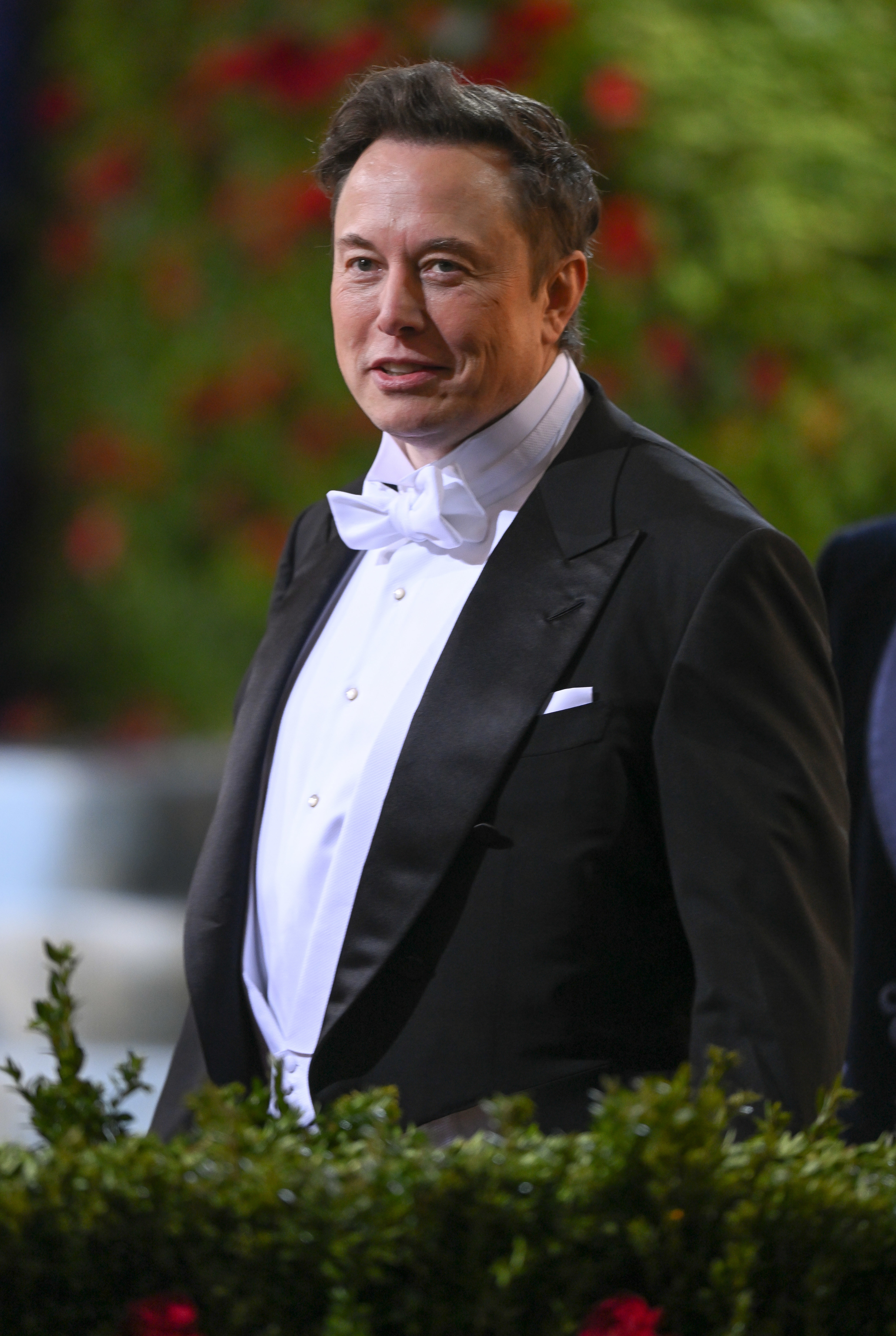 Close-up of Elon in a tuxe