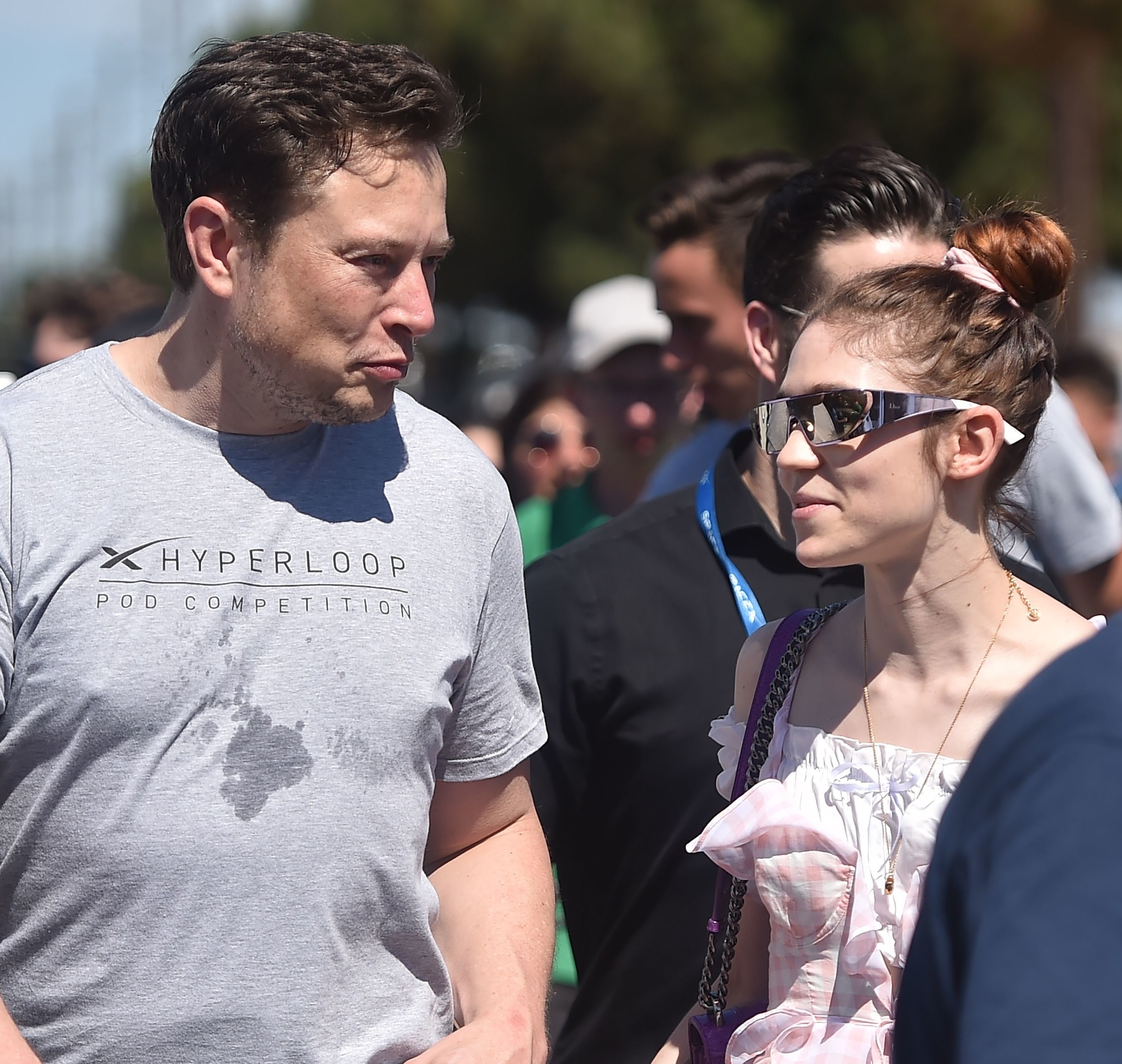 Close-up of Grimes and Elon outdoors