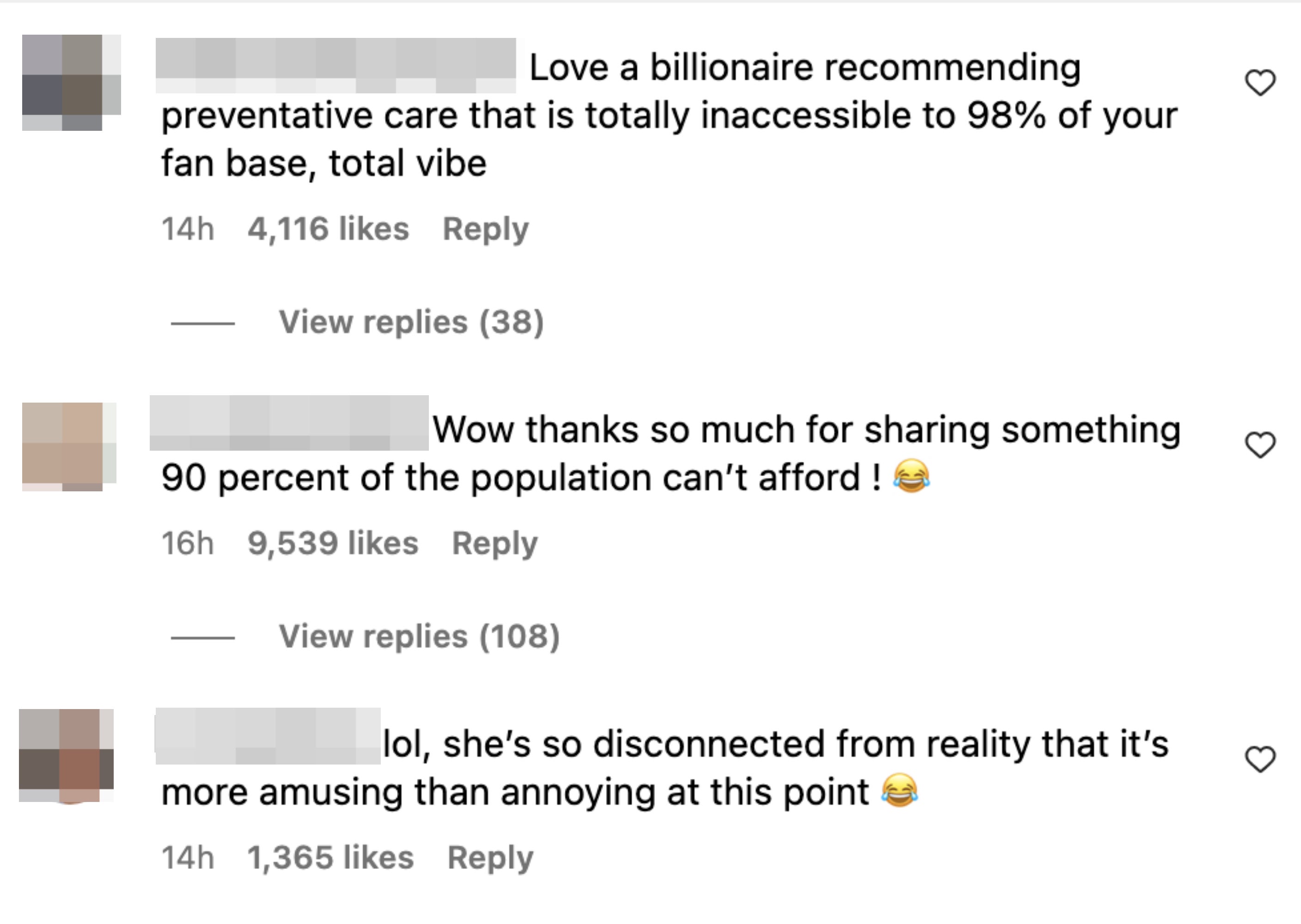 more comments about how the majority of the population can&#x27;t afford this scan and she&#x27;s so disconnected from reality