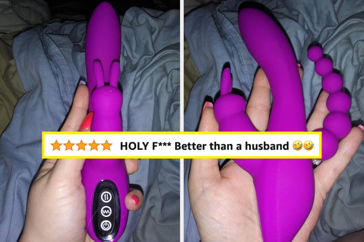 Hand holding pink triple vibrator and displaying buttons