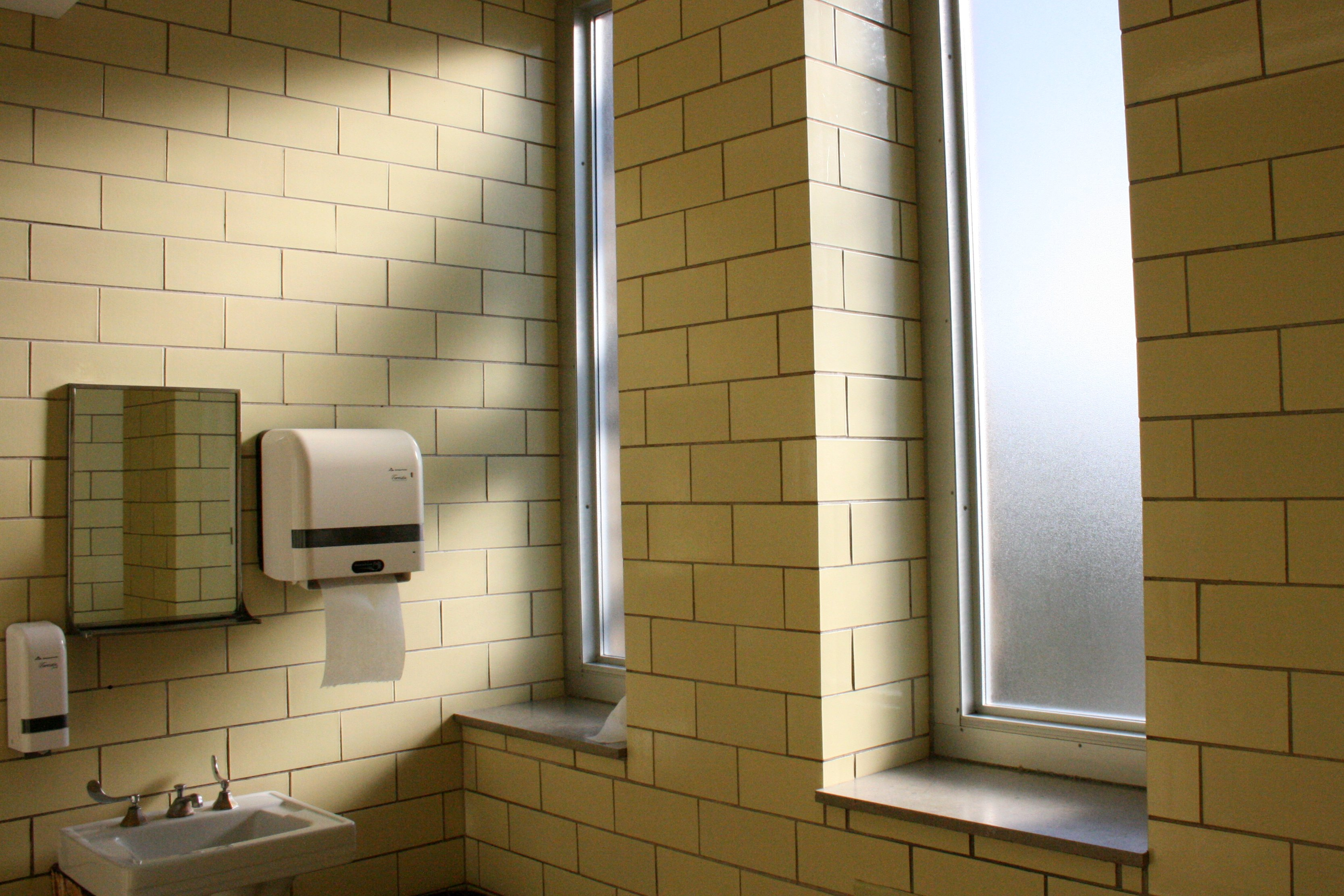 An empty school bathroom