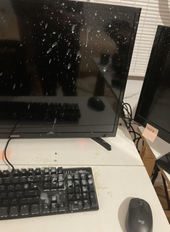 Candle wax on a computer