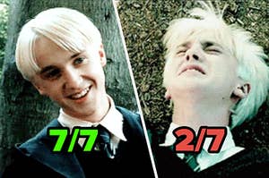 Draco smiling, Draco crying