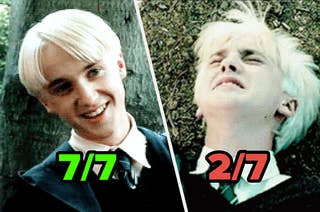 Draco smiling, Draco crying