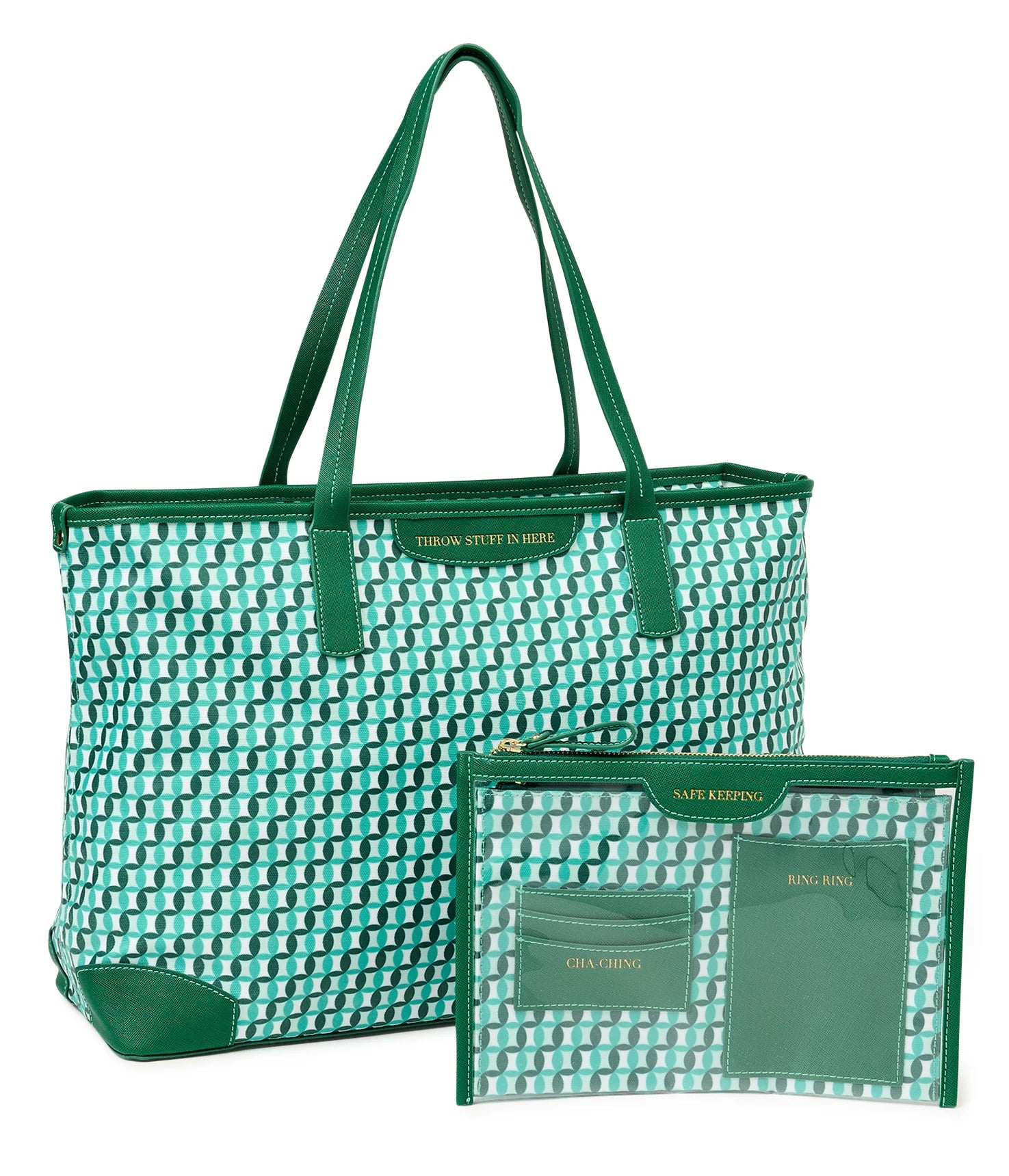 The green tote and pouch set