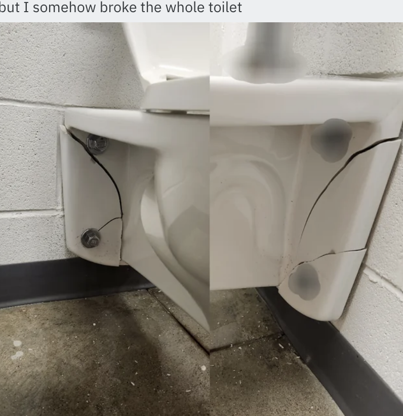 A broken toilet