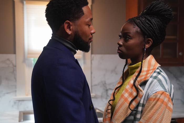 Jacob Latimore as Emmett and Birgundi Baker as Kiesha in 'The Chi', "Mo’ Douda, Mo’ Problems."