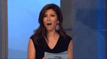 Julie Chen reacting shocked on &quot;Big Brother&quot; and waving her finger no