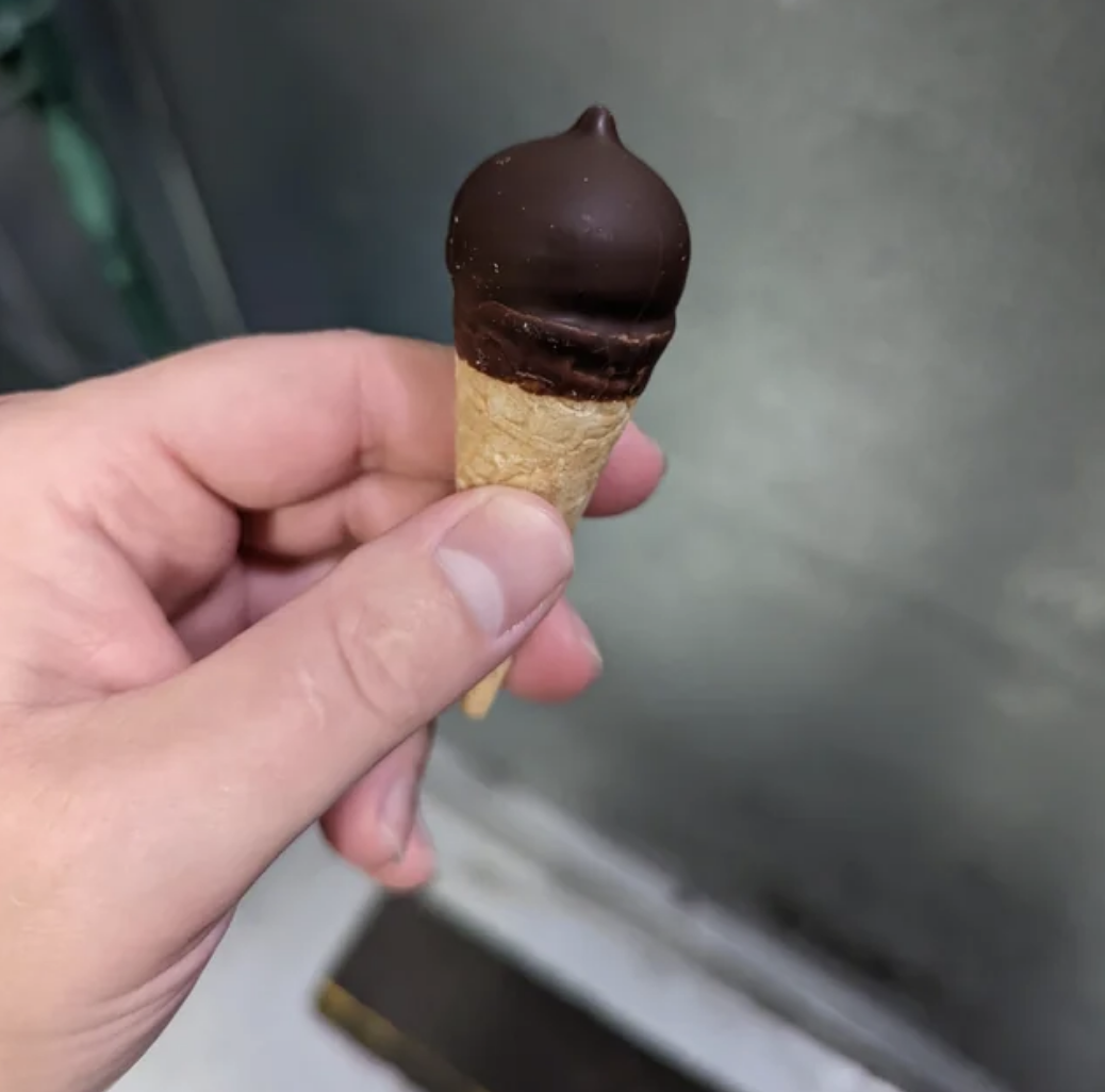 A tiny ice cream cone