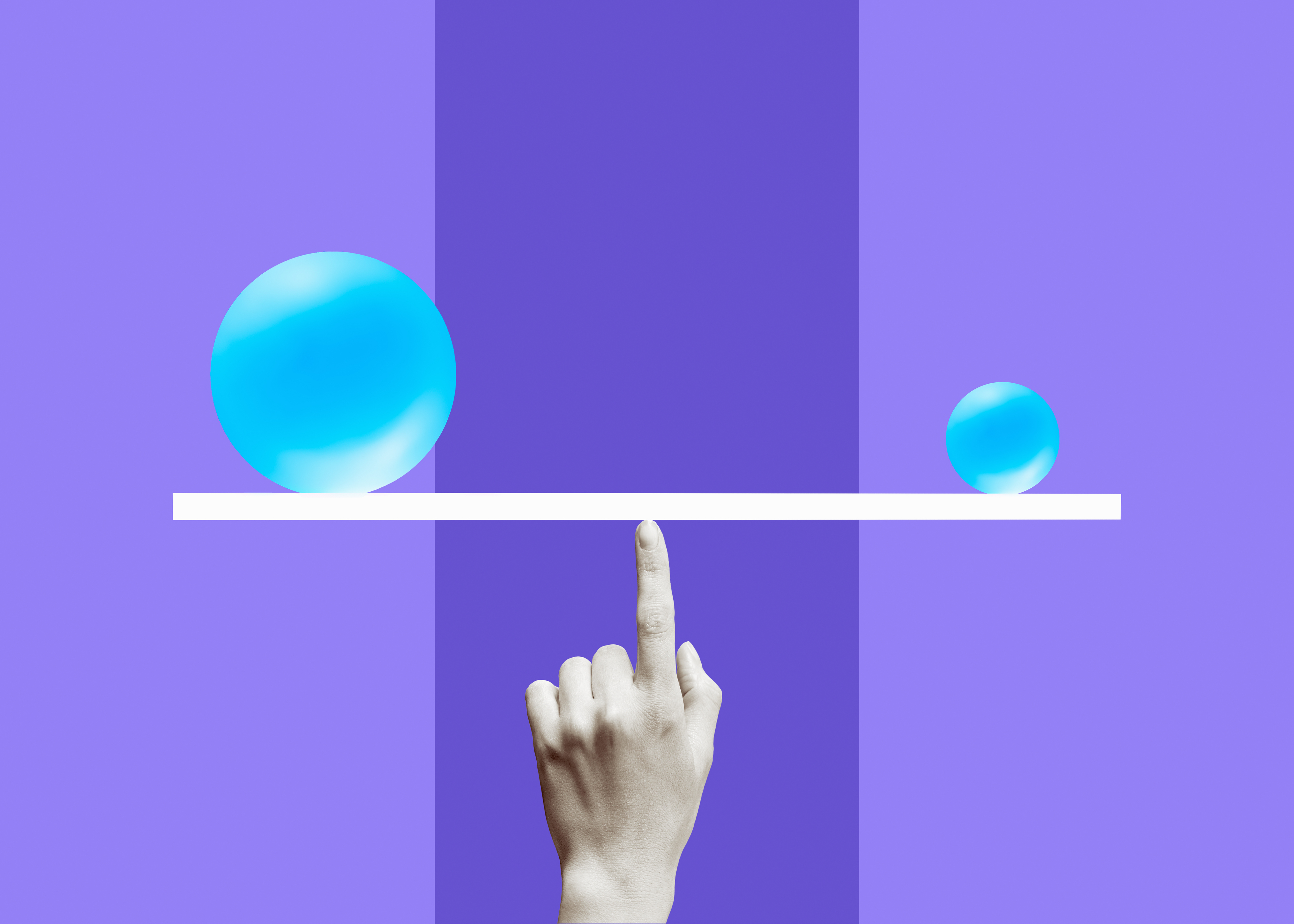 Person balancing two balls on a stick on their index finger