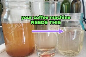 brown water from a coffee machine to clean water from a machine "your coffee machine NEEDS THIS"
