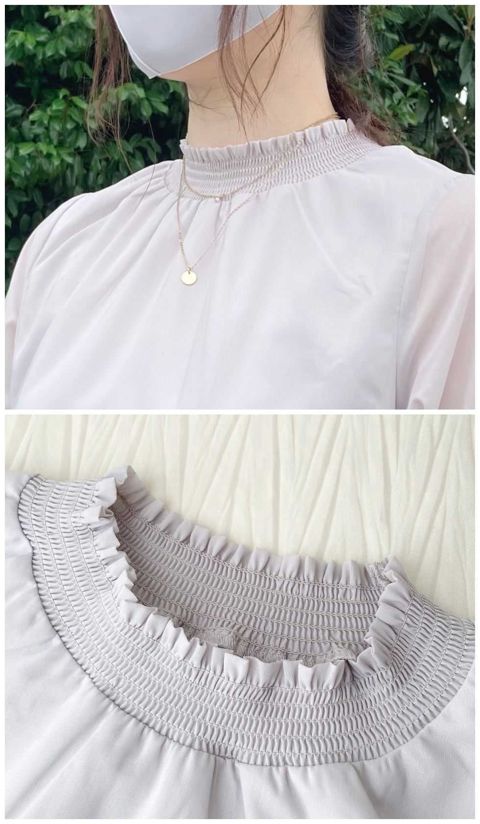 GROBAL WORK(グローバルワーク)のオススメのシャツ「シャーリングブラウス/MATINEE LINE」