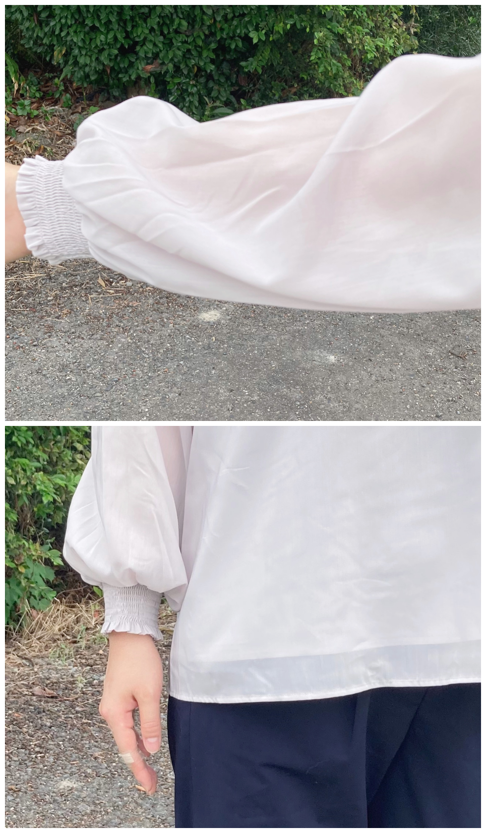 GROBAL WORK(グローバルワーク)のオススメのシャツ「シャーリングブラウス/MATINEE LINE」