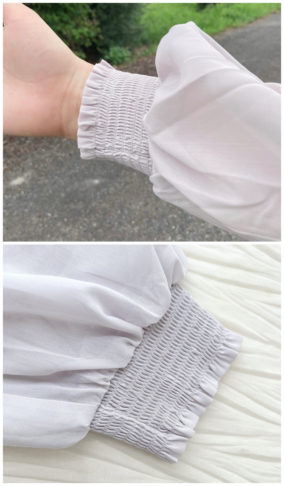 GROBAL WORK(グローバルワーク)のオススメのシャツ「シャーリングブラウス/MATINEE LINE」