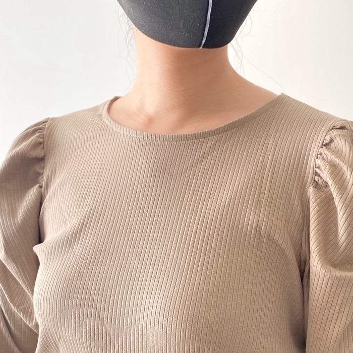 GUのオススメの商品「リブボリュームスリーブT（7分袖）Z+X」