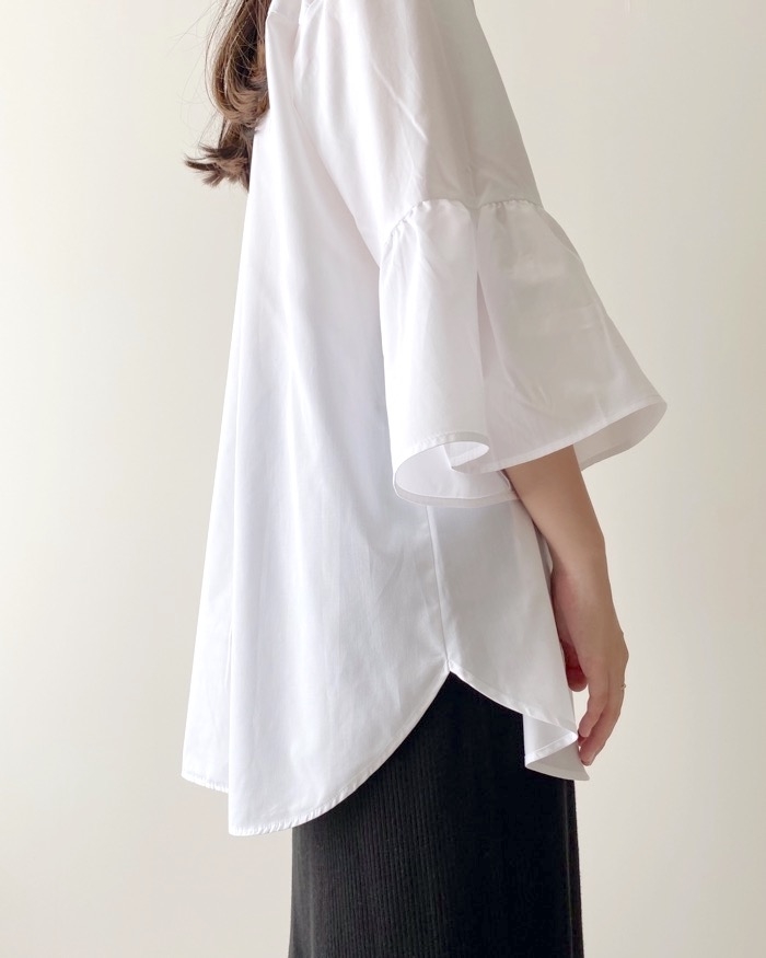 GU（ジーユー）のおすすめトップス「フレアスリーブロングシャツ（7分袖）Z+E」