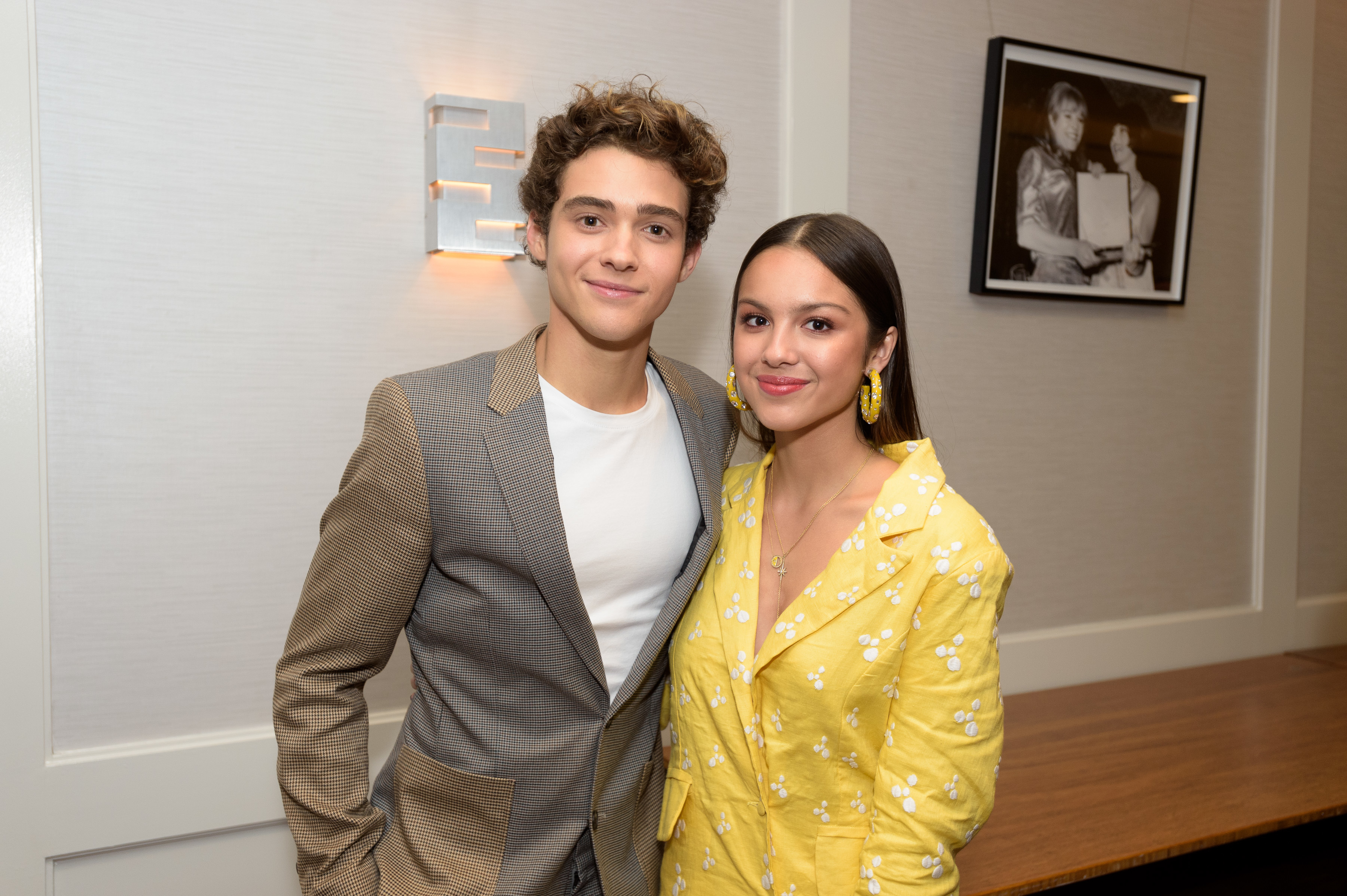 A close-up of Joshua Bassett and Olivia Rodrigo at an event