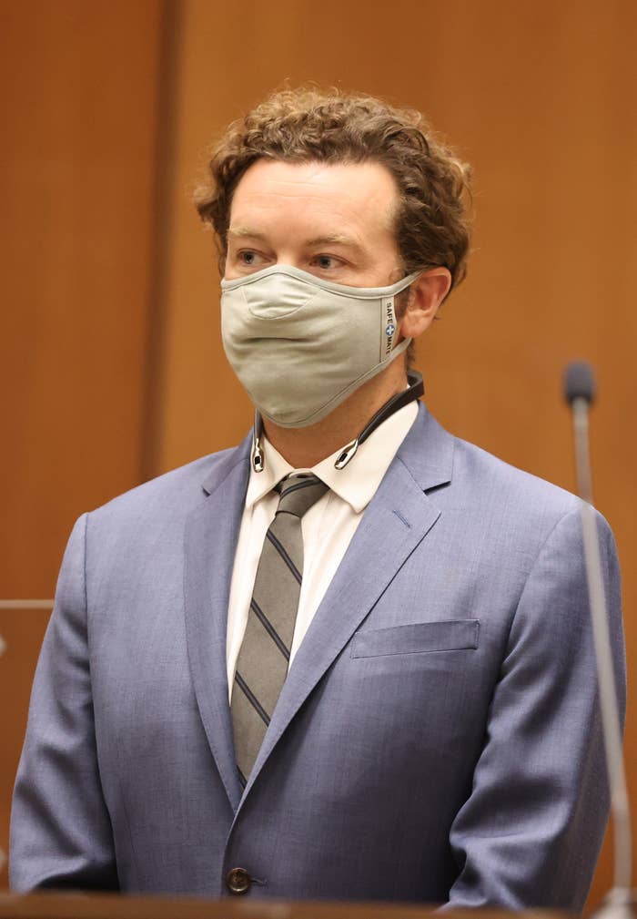 Close-up of Danny wearing a mask in court