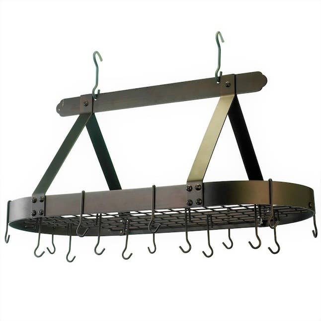 the hanging pot rack with 16 hooks