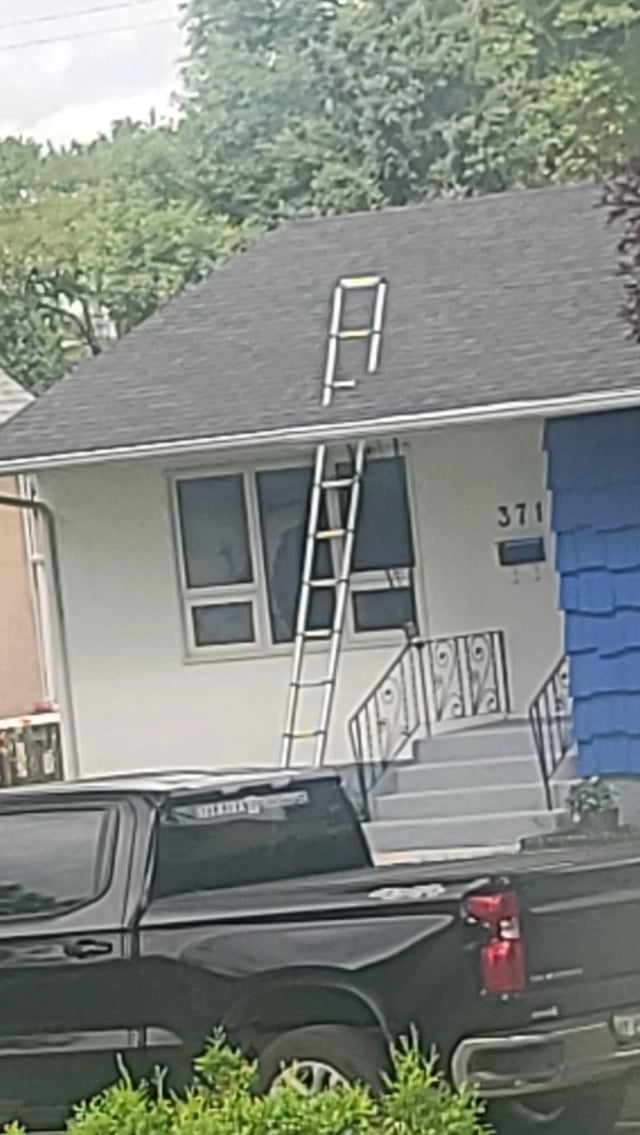 ladder looks like it&#x27;s going through the roof