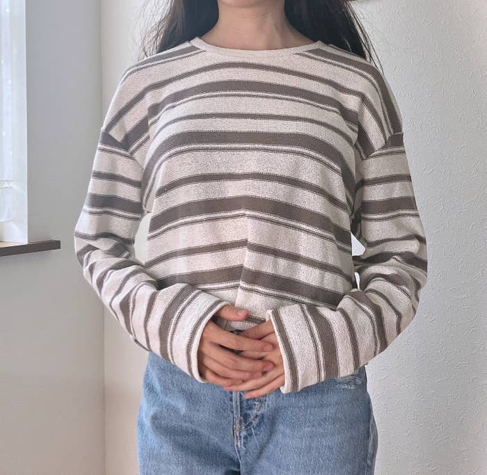 ZARA(ザラ)のおすすめトップス「ストライプ柄ラスティックセーター」