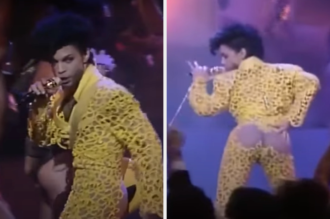 prince on stage dancing in the pants